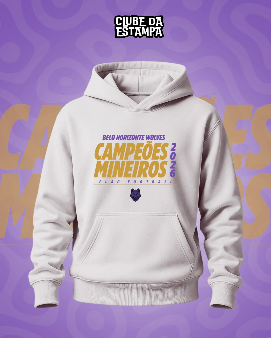 Moletom branco BH Wolves Campeões Mineiros 2026