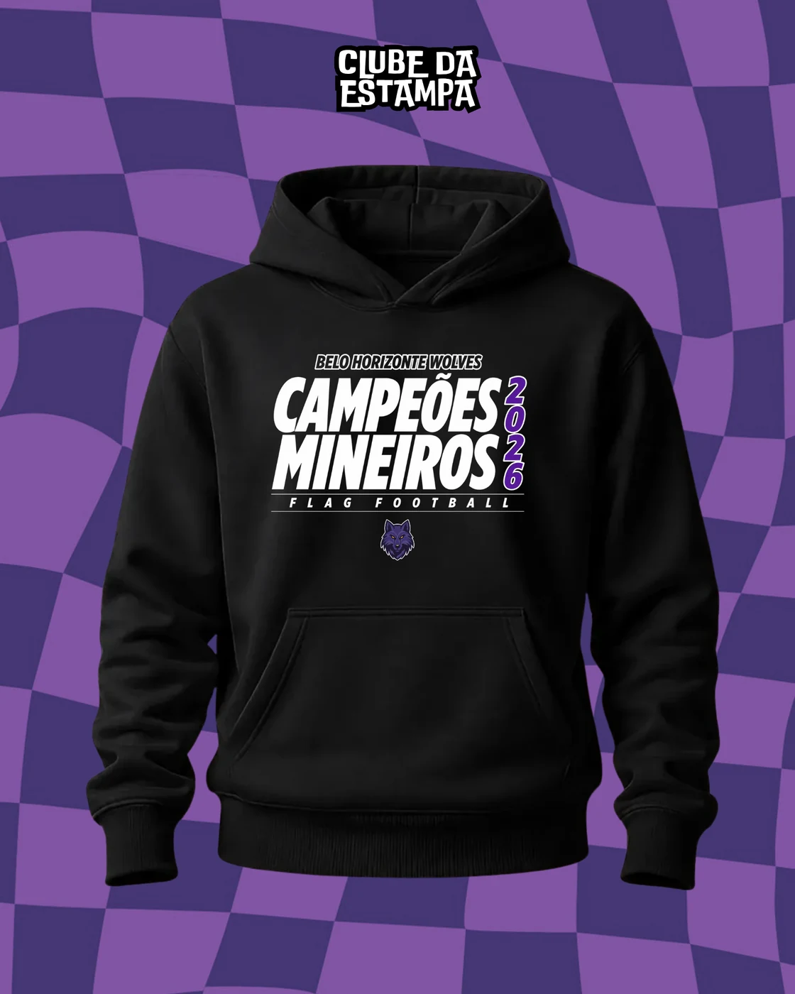 Moletom preto BH Wolves Campeões Mineiros 2026
