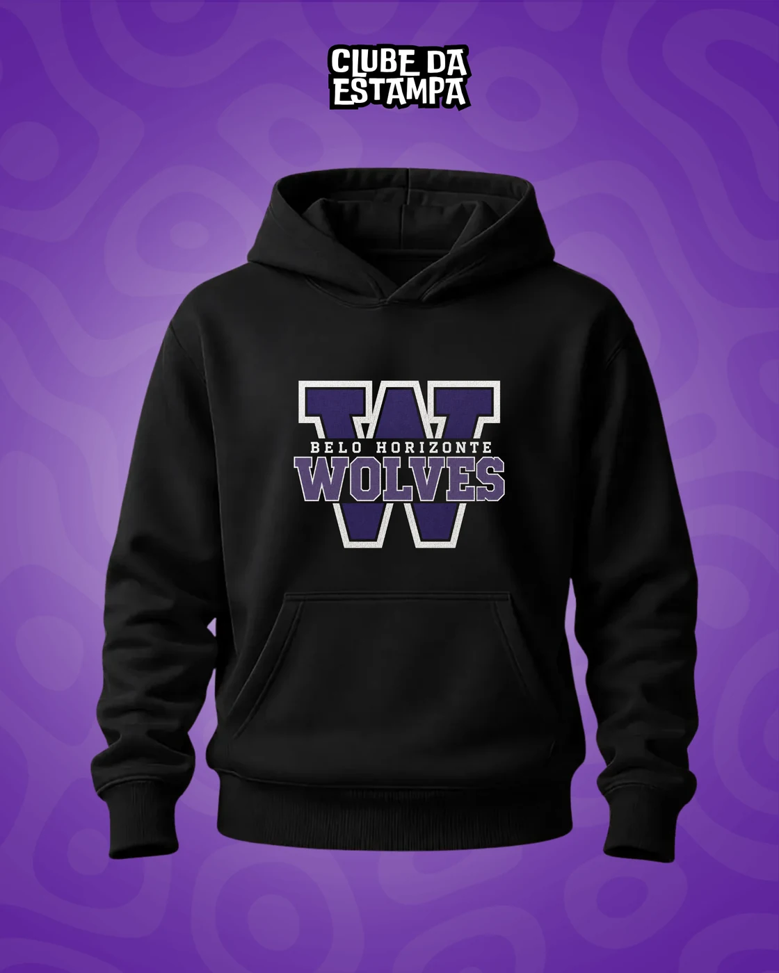 Moletom preto BH Wolves com W college