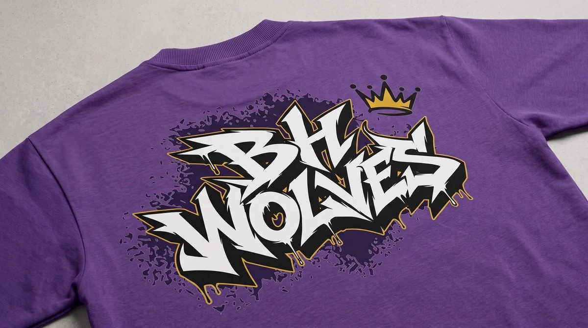 Camiseta Oversize Roxa Grafite BH Wolves